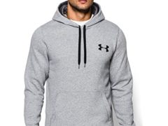 Under Armour Men's Rival Fleece Hoodie, True Gray Heather/Graphite, Medium